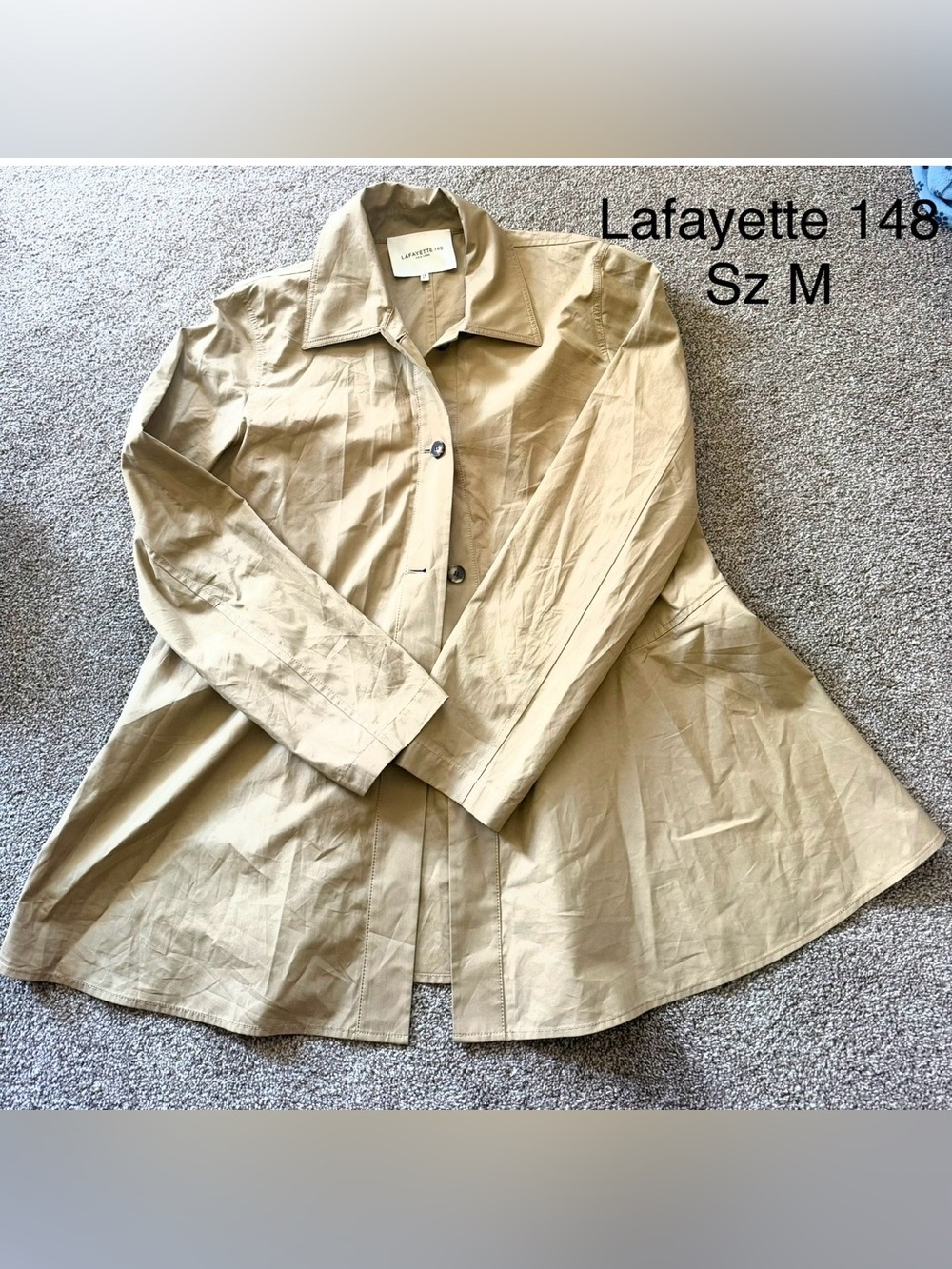 Lafayette 148 New York Tan Button-Front Trench Jacket